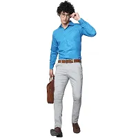 Reliable Blue Cotton Solid Long Sleeve Formal Shirts For Men-thumb4