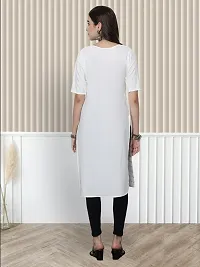 Stylish White Crepe A-Line Printed Stitched Kurti For Women-thumb1