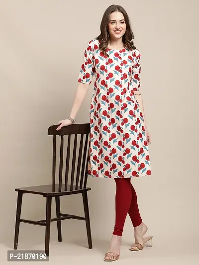 Elegant Crepe Red And Teal Blue Printed 3/4 Sleeve Kurta For Women- Combo Of 2-thumb2