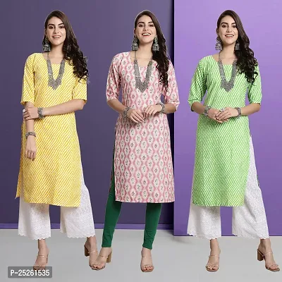 Stylish Fancy Designer Crepe Printed Kurta For Women Combo Of 3