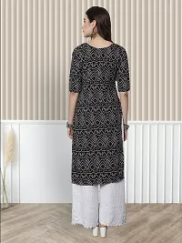Stylish Black Crepe A-Line Printed Stitched Kurti For Women-thumb1