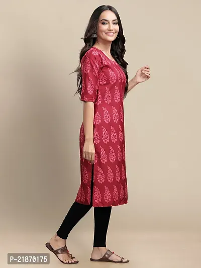 Elegant Crepe Rani Pink Printed 3/4 Sleeve Kurta For Women-thumb3