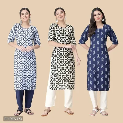 Multicoloured Crepe Printed Kurtas For Women