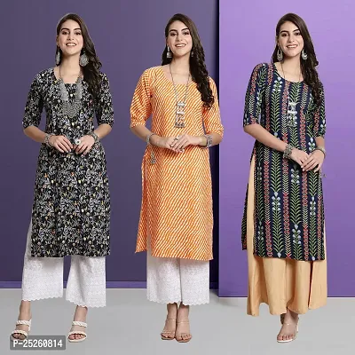 Stylish Fancy Designer Crepe Printed Kurta For Women Combo Of 3-thumb0