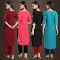 Elegant Crepe Printed Straight 3/4 Sleeves Kurta For Women- Pack Of 4-thumb1