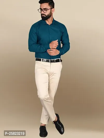 Stylish Cotton Blue Solid Formal Shirt For Men-thumb2