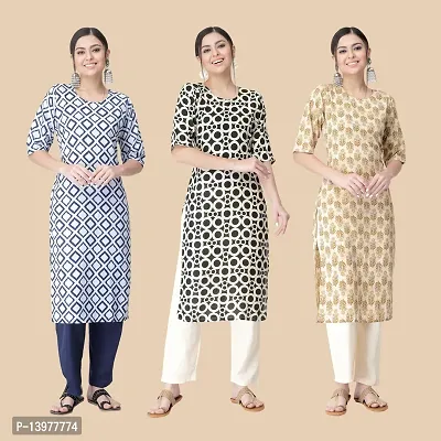 Classic Crepe Printed Kurtis For Women Combo Pack Of 3