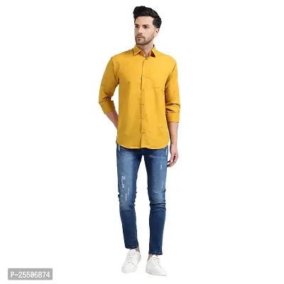 Reliable Yellow Cotton Solid Long Sleeve Formal Shirts For Men