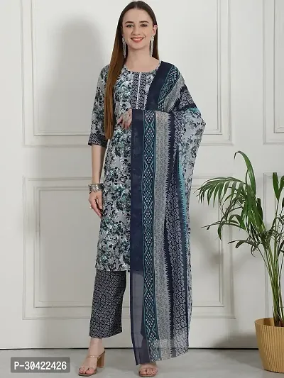 Stylish Blue Banglori Silk Kurta, Bottom And Dupatta Set For Women-thumb0