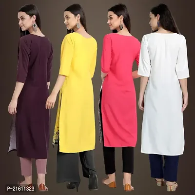 Elegant Crepe Printed Straight 3/4 Sleeves Kurta For Women- Pack Of 4-thumb2