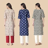 Stylish Crepe Multicoloured Printed Kurta For Women- Combo Of 3-thumb1