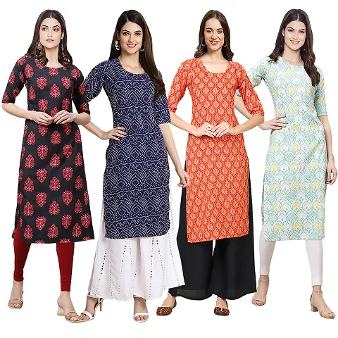 Stylish Crepe Printed Kurti - Pack of 4