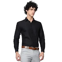 Reliable Black Cotton Solid Long Sleeve Formal Shirts For Men-thumb2