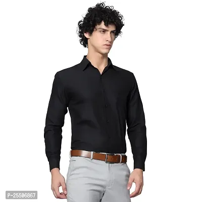 Reliable Black Cotton Solid Long Sleeve Formal Shirts For Men-thumb3