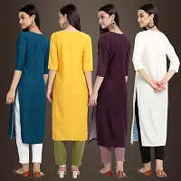 Elegant Crepe Printed Straight 3/4 Sleeves Kurta For Women- Pack Of 4-thumb1