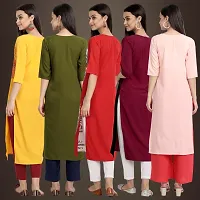 Elegant American Crepe Printed Straight 3/4 Sleeves Kurta For Women- Pack Of 5-thumb1