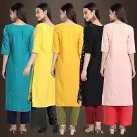 Elegant American Crepe Printed Straight 3/4 Sleeves Kurta For Women- Pack Of 5-thumb1