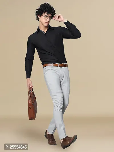 Reliable Black Cotton Solid Long Sleeve Casual Shirts For Men