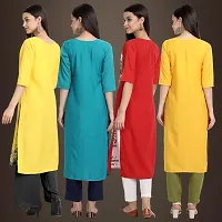 Elegant Crepe Printed Straight 3/4 Sleeves Kurta For Women- Pack Of 4-thumb1