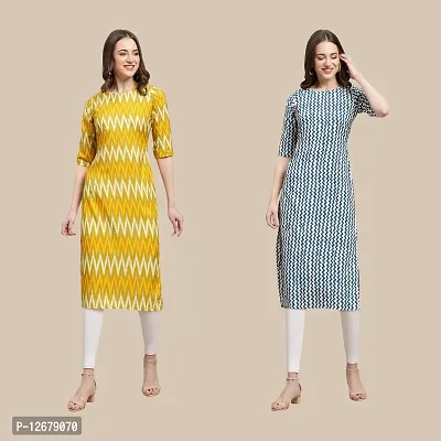 Multicoloured Crepe Printed Kurtas For Women-thumb0