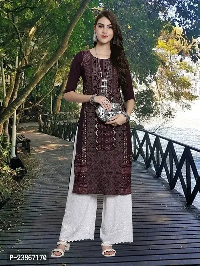 Stylish American Crepe Stitched Kurta For Women-thumb0