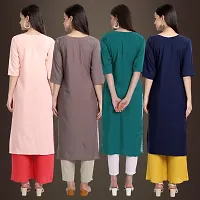 Elegant Crepe Printed Straight 3/4 Sleeves Kurta For Women- Pack Of 4-thumb1