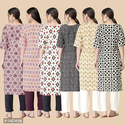 Straight Multicoloured  Crepe Kurta Combo Set Of 6-thumb2