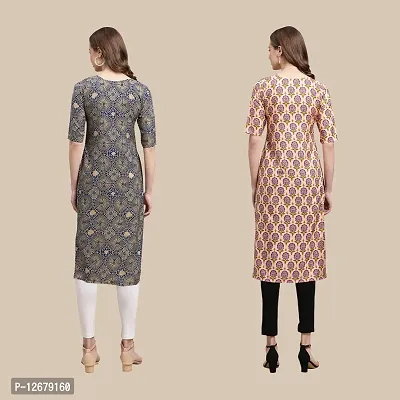 Women's Crepe Digital Printed Straight Kurti {Pack of 2}-thumb2