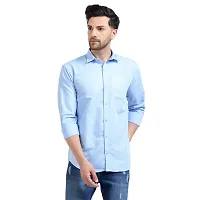 Stylish Blue Cotton Solid Long Sleeve For Men-thumb3