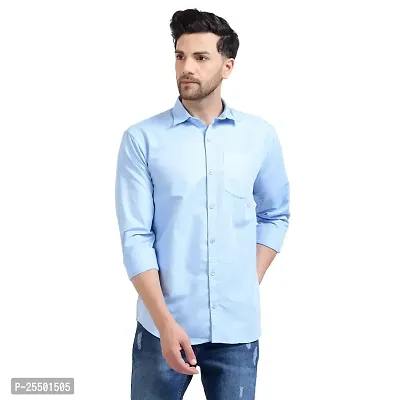 Stylish Blue Cotton Solid Long Sleeve For Men-thumb4