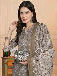 Elegant Cotton Blend Printed Kurta with Pant And Dupatta Set For Women-thumb4