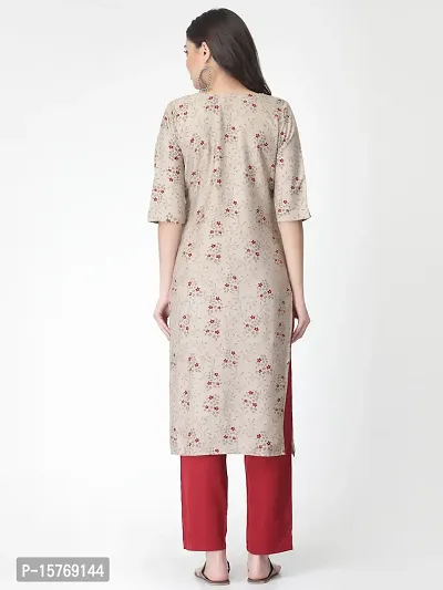 Authentic Beige Crepe Printed Casual Kurta Bottom Set For Women-thumb3