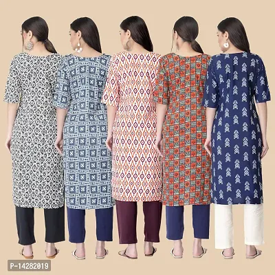 Stylish Straight Multicoloured Printed Crepe Kurta-Combo Of 5-thumb2