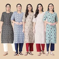 Multicoloured Crepe Printed Kurtas For Women-thumb1