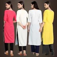 Elegant Crepe Printed Straight 3/4 Sleeves Kurta For Women- Pack Of 4-thumb1