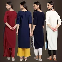 Elegant Crepe Printed Straight 3/4 Sleeves Kurta For Women- Pack Of 4-thumb1