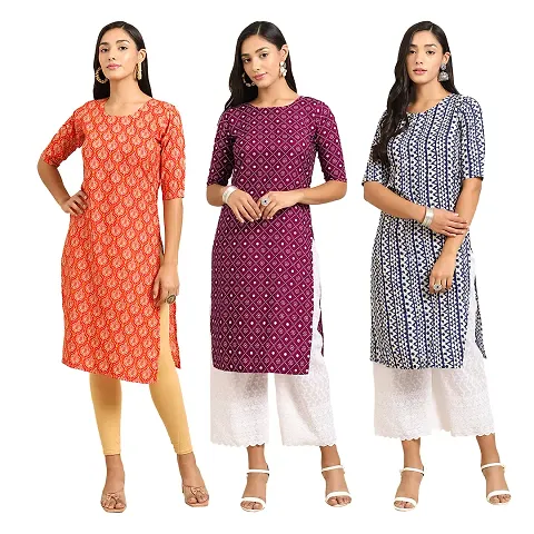 Trendy Crepe Printed Kurti - Pack of 3