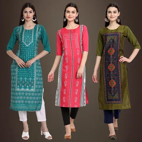 Trendy Crepe Printed Kurti Pack Of 3