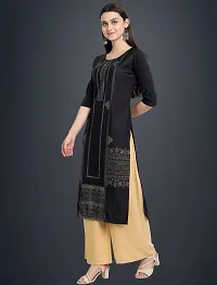 Elegant American Crepe Black Printed 3/4 Sleeve Kurta For Women-thumb1