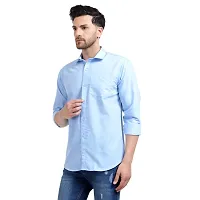 Stylish Blue Cotton Solid Long Sleeve For Men-thumb1