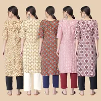 Stylish Straight Multicoloured Printed Crepe Kurta-Combo Of 5-thumb1