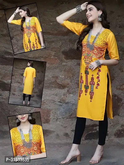 Stylish Crepe Printed Stitched Kurta For Women