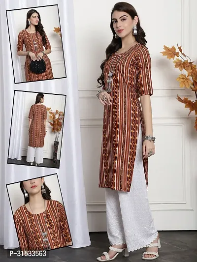 Stylish Crepe Printed Stitched Kurta For Women-thumb0