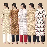 Stylish Straight Multicoloured Printed Crepe Kurta-Combo Of 5-thumb1