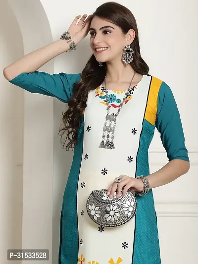 Stylish Crepe Printed Stitched Kurta For Women-thumb4