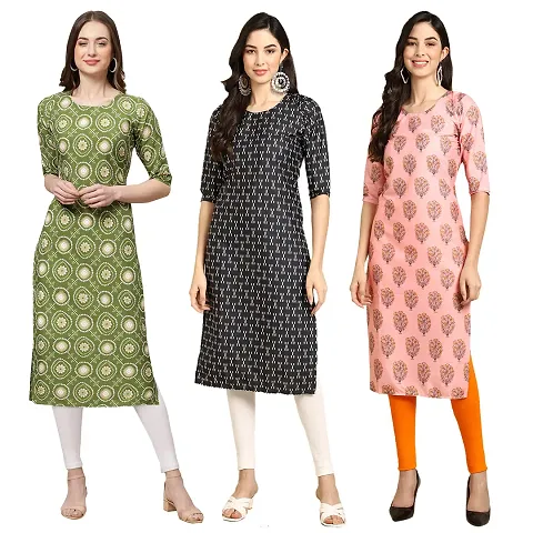 Stylish Crepe Printed Kurti - Pack of 3