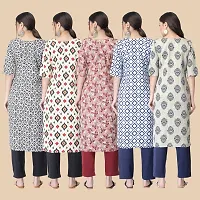 Stylish Straight Multicoloured Printed Crepe Kurta-Combo Of 5-thumb1