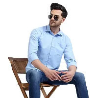 Reliable Blue Cotton Solid Long Sleeve Formal Shirts For Men-thumb4