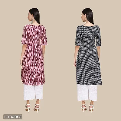 Multicoloured Crepe Printed Kurtas For Women-thumb2