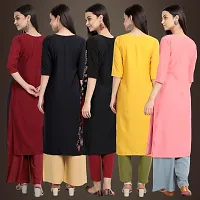 Elegant American Crepe Printed Straight 3/4 Sleeves Kurta For Women- Pack Of 5-thumb1